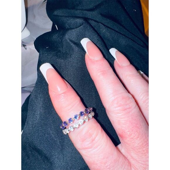 Multi Color 3 Band Set Of Eternity Rings Stackable Wedding Bands Size  7 - Picture 9 of 16